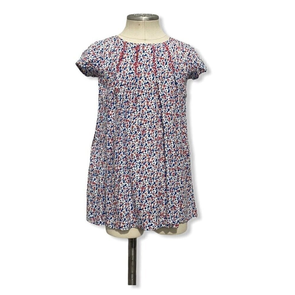 Tucker + Tate Girls Floral Embroidered Dress Pockets Short Sleeves Size 5
